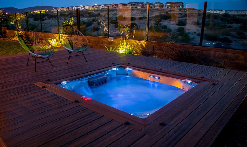 Deck with built-in hot tub