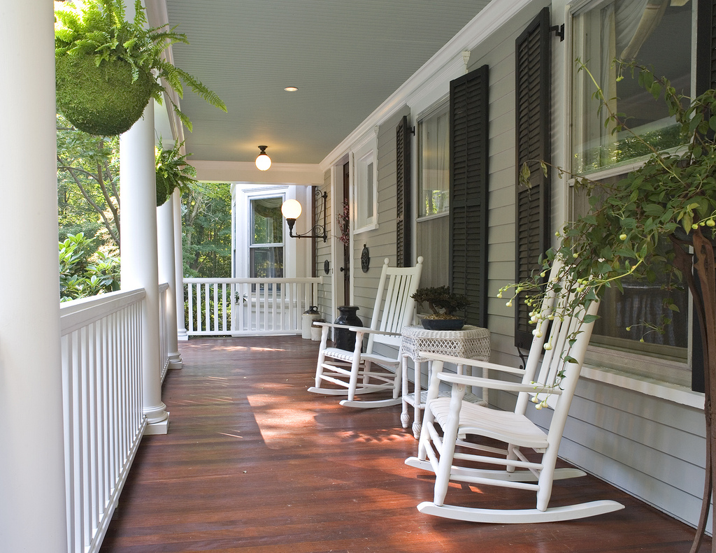 Front porch with rocking chairs
