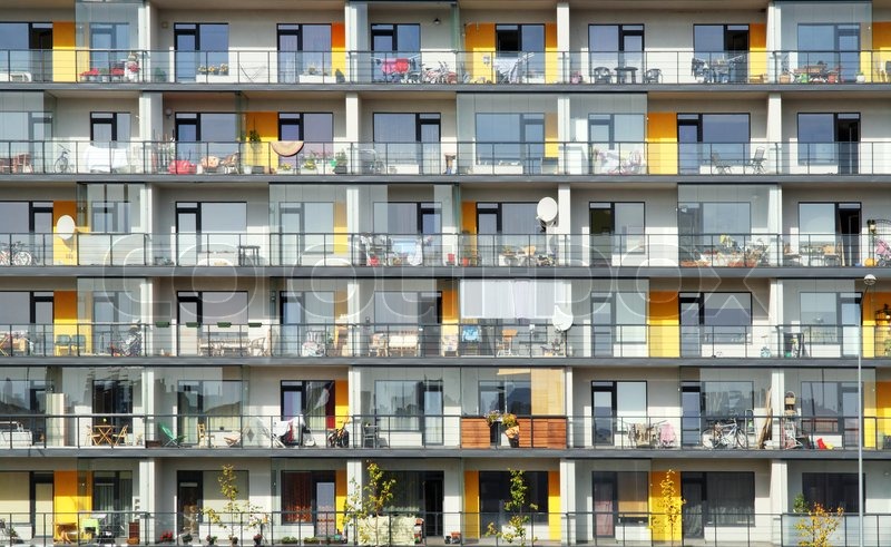 Apartment building with balcony