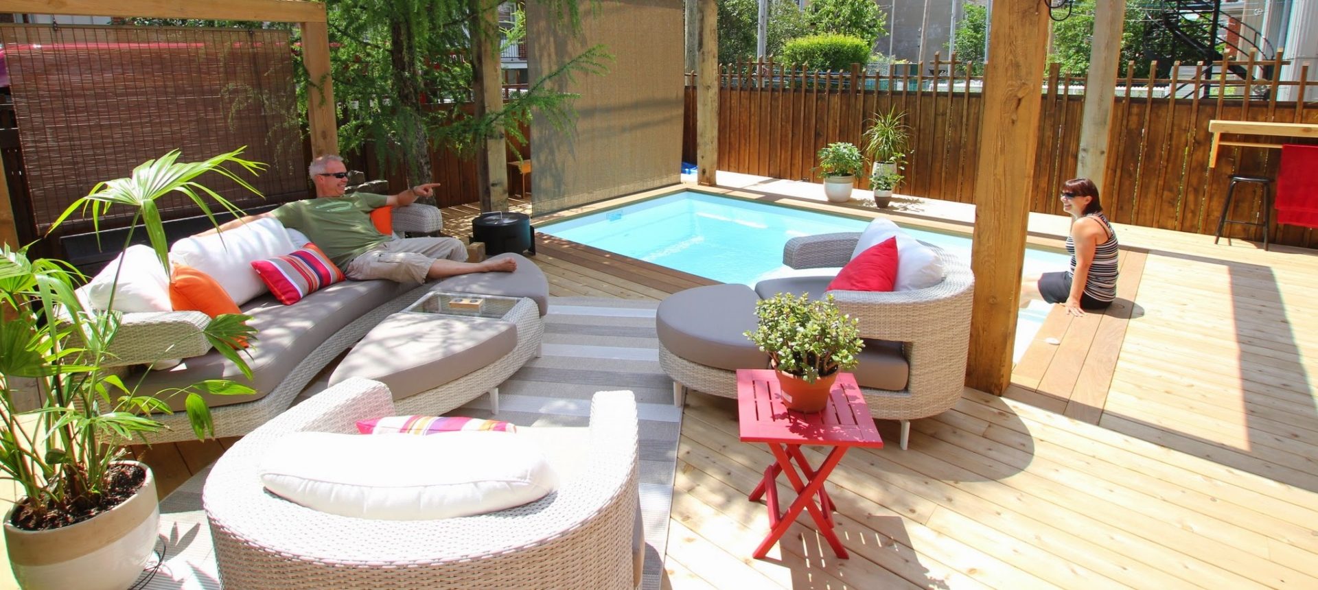 Deck with built-in pool