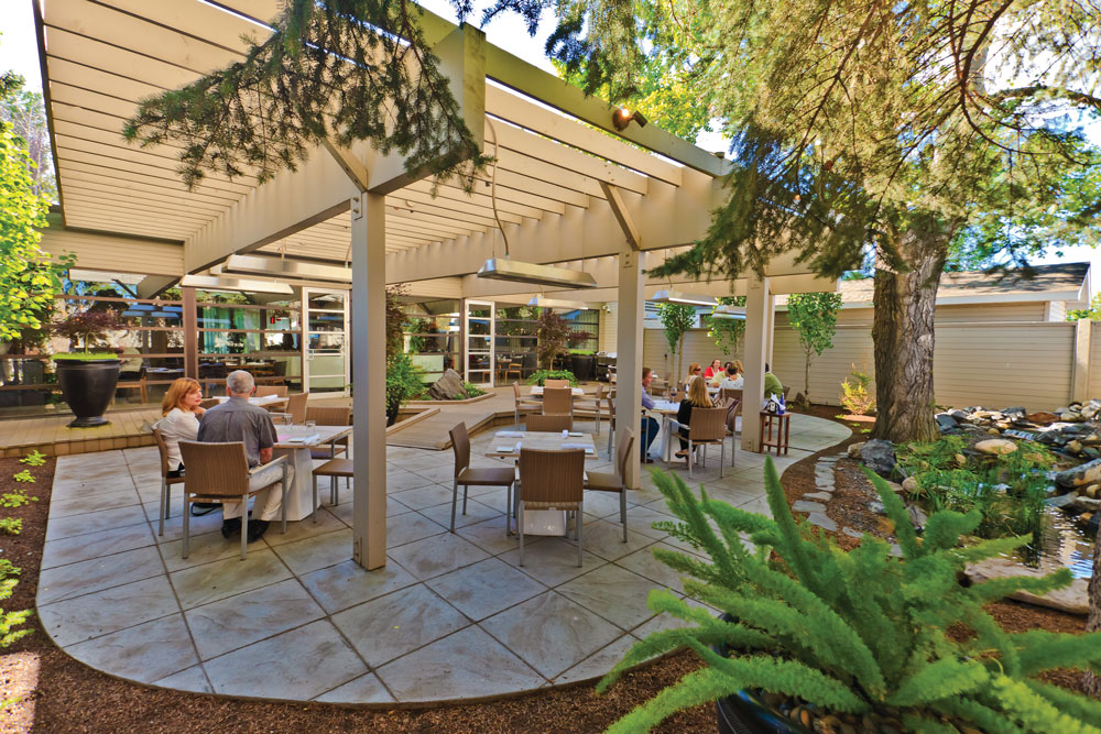 Patio with and pergola and patio furniture