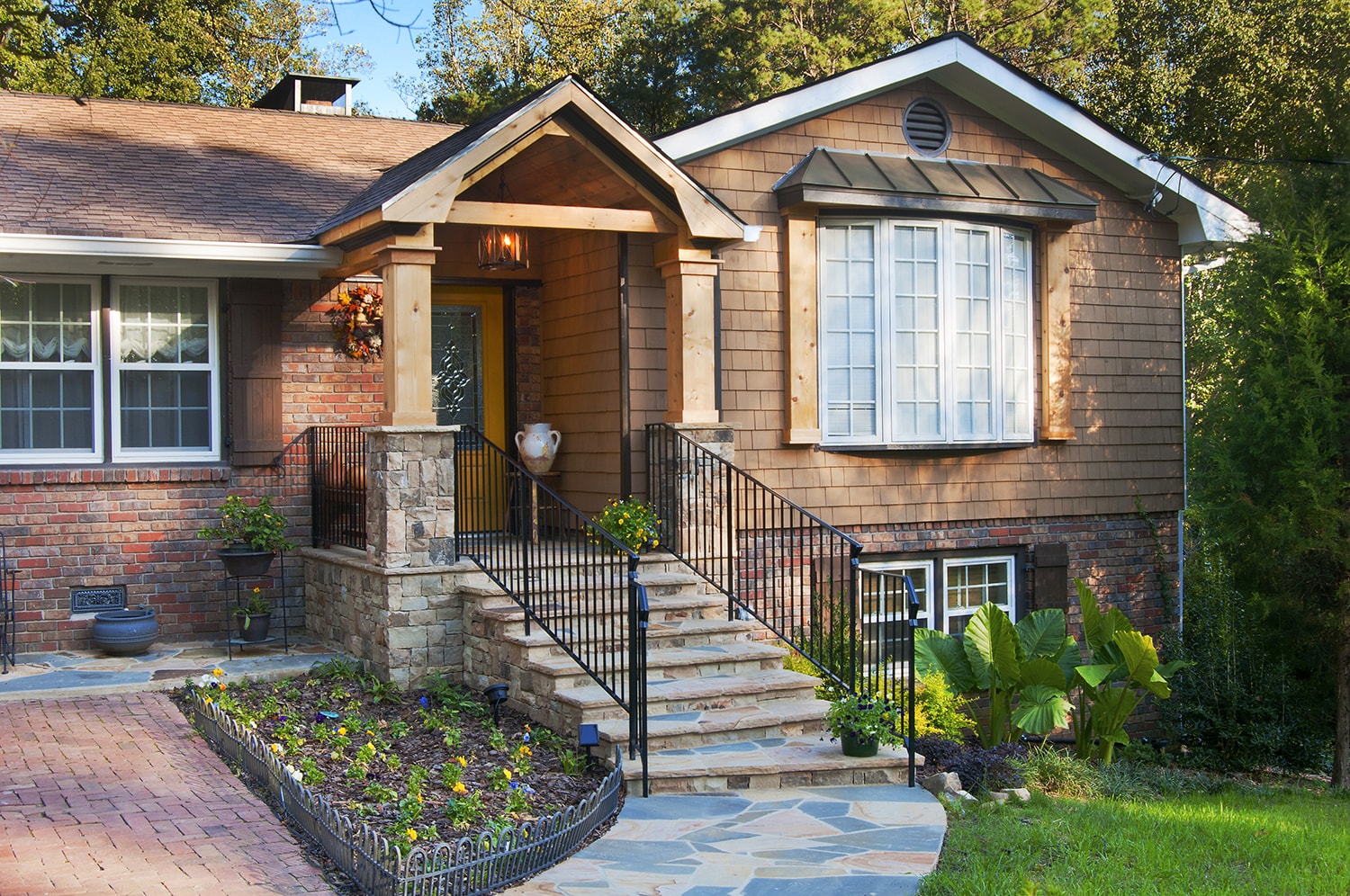 Beautiful portico with stone steps