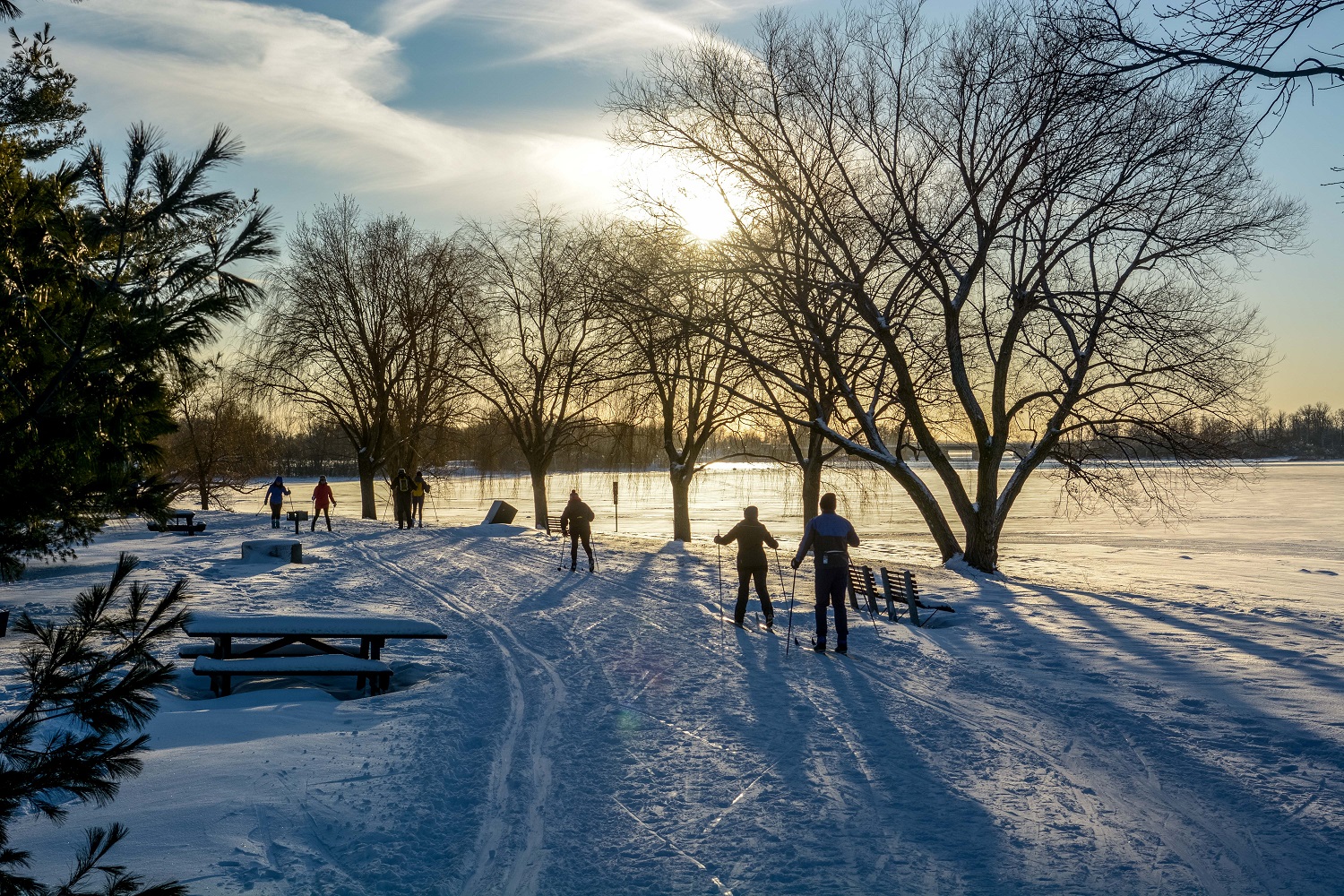 Cross country skiing on the Ottawa River Pathway West