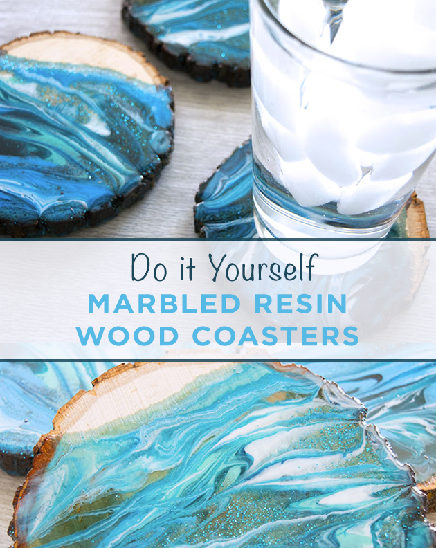 Marbled Resin Wood Coasters