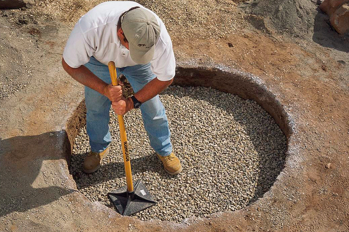 Laying Gravel in Fire Pit