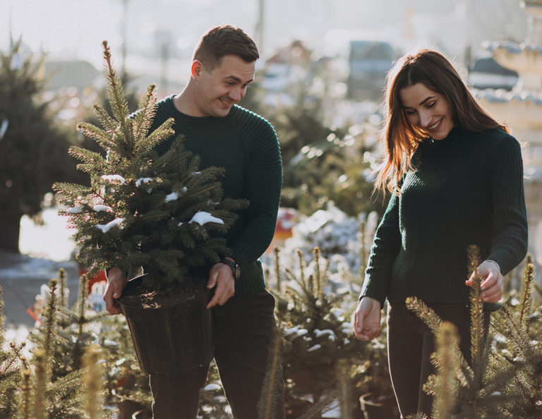 Happy Family with Pine Tree